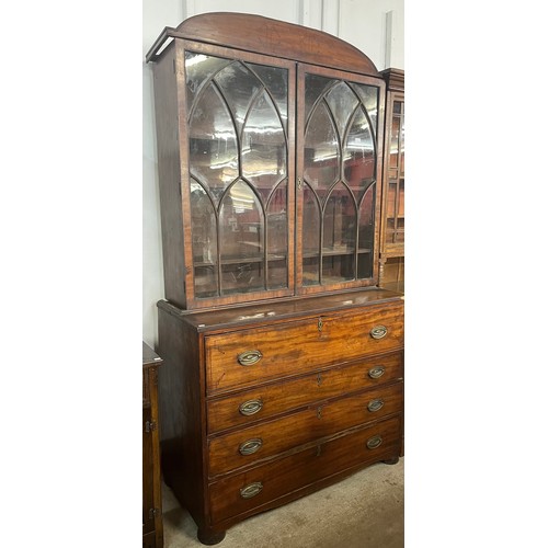 122 - A George III mahogany secretaire bookcase