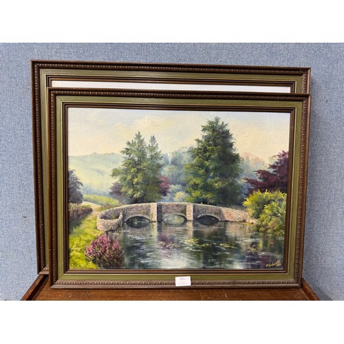 321 - Maureen Capewell, two landscapes, oil on canvas, framed