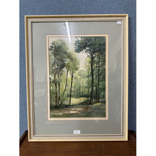 323 - G. Rees-Teesdale, Clearing in the Wood, watercolour, framed