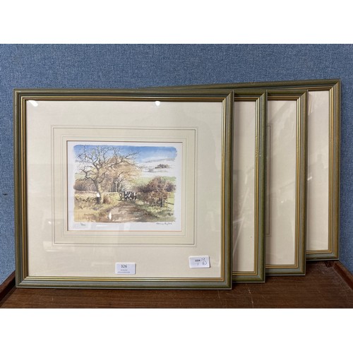 326 - A set of four Nancy Dyson limited edition prints, no. 2/850, framed