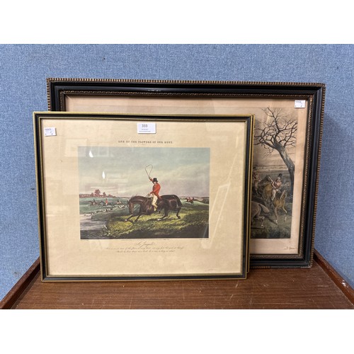 333 - Six fox hunting prints, framed