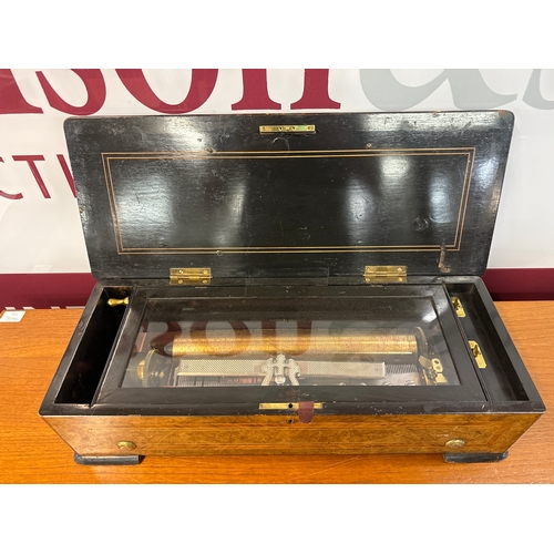 421 - A 19th Century Swiss walnut music box, a/f