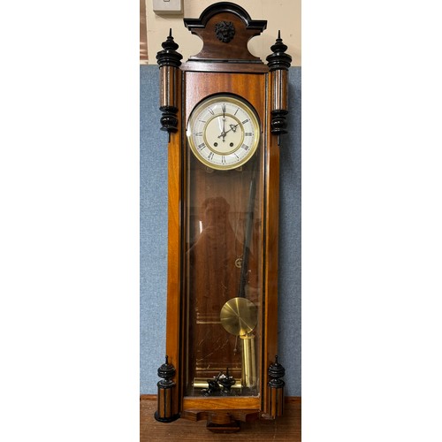 373A - A walnut double weight Vienna wall hanging clock