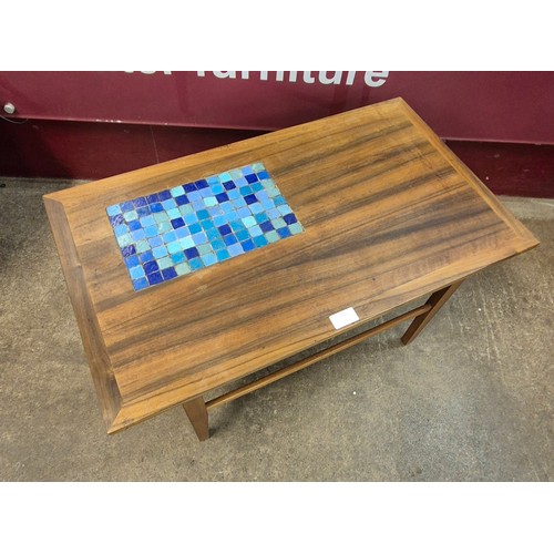 13 - A Danish style walnut and tiled top coffee table