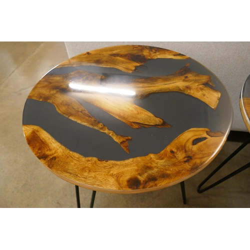 1326 - A pair of hardwood and resin lamp tables *This lot is subject to VAT