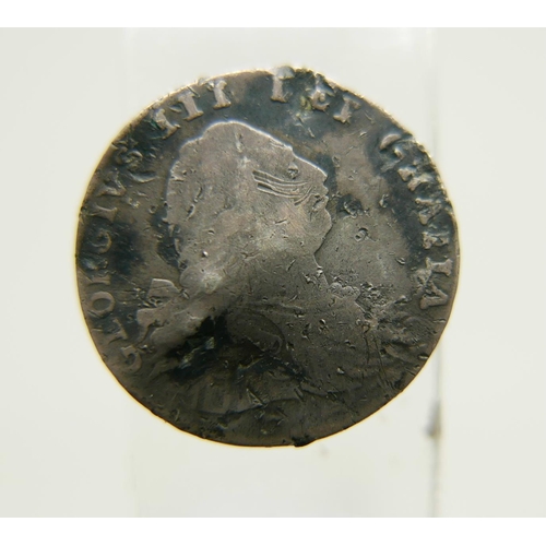 1009 - A George III silver three pence coin, 1795