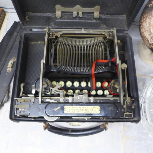 1054 - A Corona Special typewriter, crystal, glass and ceramics **PLEASE NOTE THIS LOT IS NOT ELIGIBLE FOR ... 