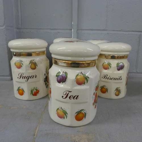 1056 - Seven Staffordshire storage jars and three Onyx table lamps **PLEASE NOTE THIS LOT IS NOT ELIGIBLE F... 