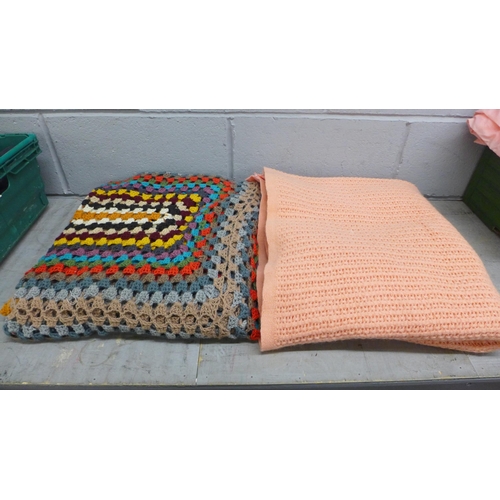 1060 - A box of vintage crocheted blankets **PLEASE NOTE THIS LOT IS NOT ELIGIBLE FOR IN-HOUSE POSTING AND ... 