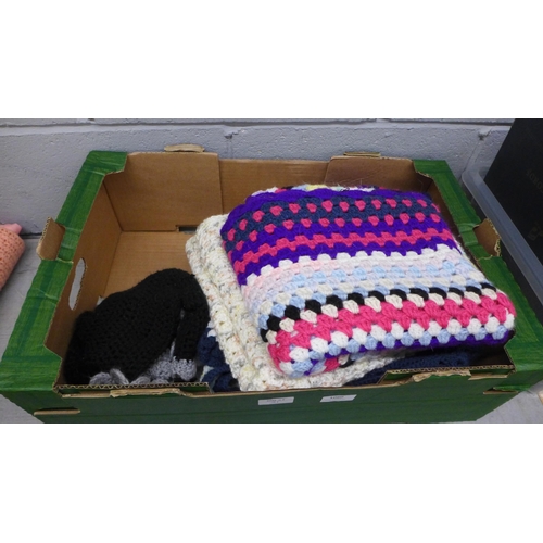 1060 - A box of vintage crocheted blankets **PLEASE NOTE THIS LOT IS NOT ELIGIBLE FOR IN-HOUSE POSTING AND ... 