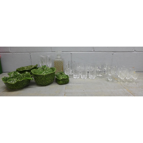 1062 - A set of cabbage ware and a collection of glasses **PLEASE NOTE THIS LOT IS NOT ELIGIBLE FOR IN-HOUS... 