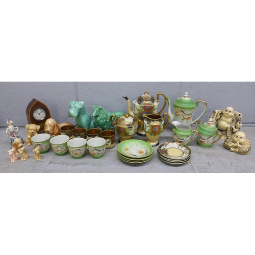 1064 - A Japanese tea set with dragon decoration, one other decorative tea set, eight pieces of Sylvac, two... 