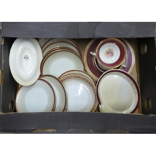 1067 - Four boxes of mixed china including Crown Ducal, willow pattern, Chokin, etc. **PLEASE NOTE THIS LOT... 