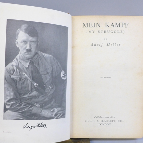 616 - An English edition of Mein Kampf, library edition October 1938, German photo of a soldier and a WWI ... 