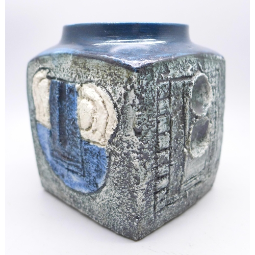 618 - A Troika cube vase, signed, 9.5cm