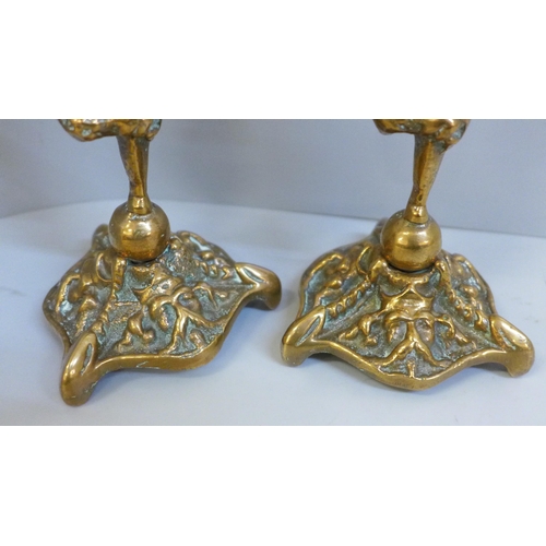 626 - A pair of copper Lincoln Imp candlesticks