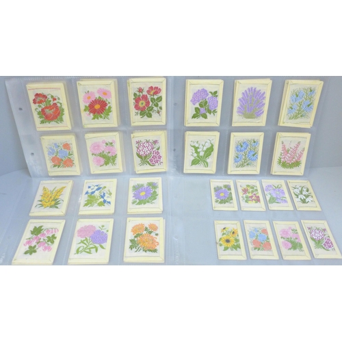 646 - A collection of Kensitas Wix silk cigarette cards, 8 small, 50 large, flower subjects, circa 1933