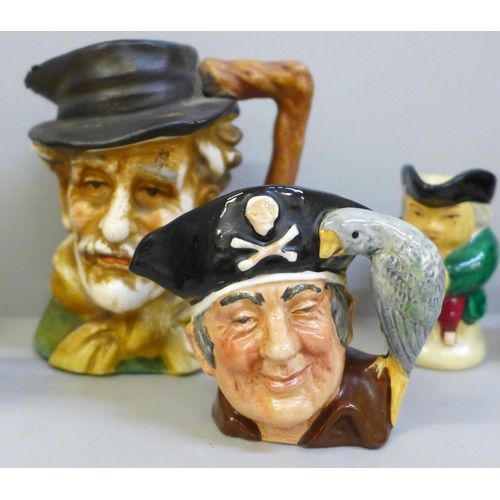 661 - A collection of miniature character jugs including Royal Doulton