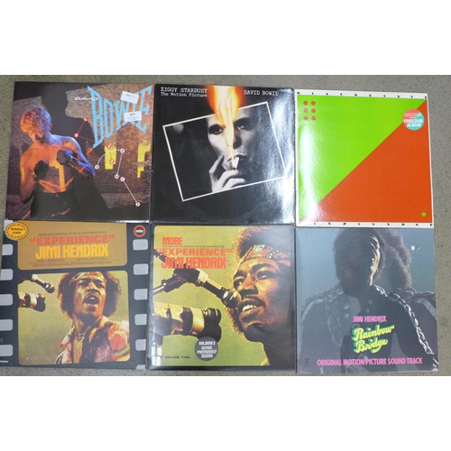 677 - David Bowie, Jimi Hendrix and Blackslate LP records and 12