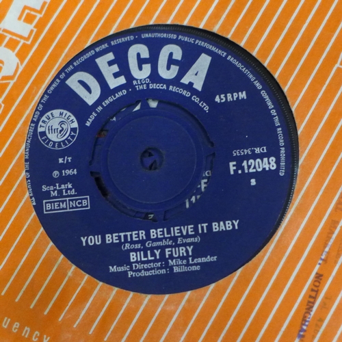 681 - Billy Fury; two LP records, Billy Fury and Halfway to Paradise and 7