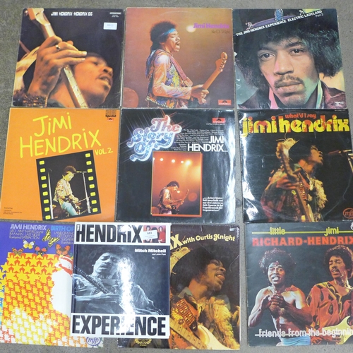 683 - Jimi Hendrix LP records and a hardback book, includes Isle of Wight, Hendrix 66, Electric Ladyland P... 