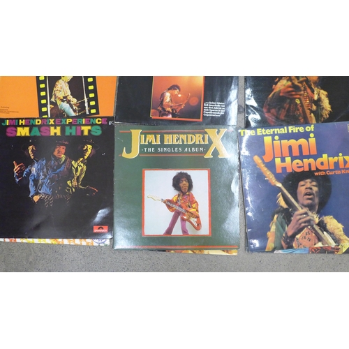 683 - Jimi Hendrix LP records and a hardback book, includes Isle of Wight, Hendrix 66, Electric Ladyland P... 