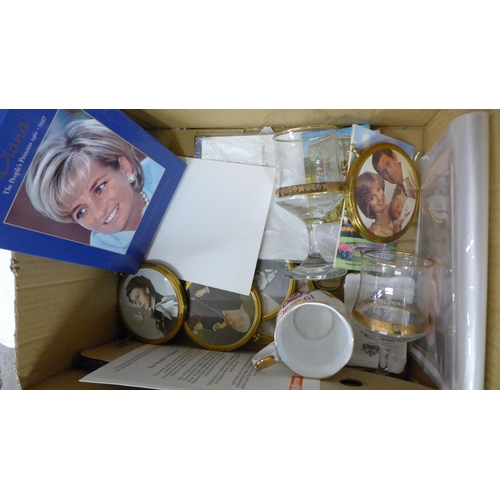 691 - A box of royalty ephemera and handkerchiefs