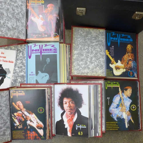 699 - Six binders of Jimi Hendrix UniVibes fanzine magazines, 1996 onwards and a gig information booklet