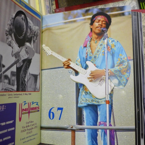 699 - Six binders of Jimi Hendrix UniVibes fanzine magazines, 1996 onwards and a gig information booklet