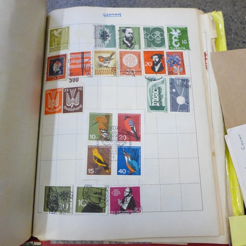 707 - Four albums of stamps, a Stanley Gibbons guide and other loose stamps and envelopes