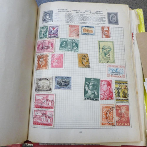 707 - Four albums of stamps, a Stanley Gibbons guide and other loose stamps and envelopes