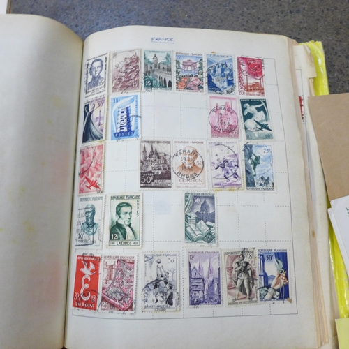 707 - Four albums of stamps, a Stanley Gibbons guide and other loose stamps and envelopes