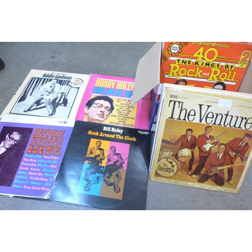 717 - A box of Rock n Roll LP records, Little Richard, Eddie Cochran, Everly Brothers, Buddy Holly, Elvis ... 