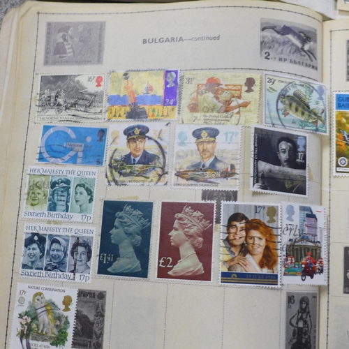 732 - A collection of six stamp albums, first day covers, five hard back books, Marmion, Boswells Life of ... 