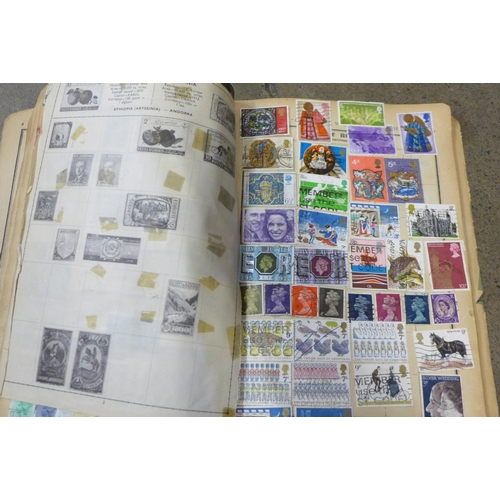 732 - A collection of six stamp albums, first day covers, five hard back books, Marmion, Boswells Life of ... 