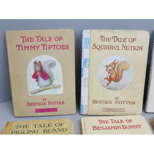 745 - Eleven Beatrix Potter vintage edition books with seven HMV Junior Record Club 7