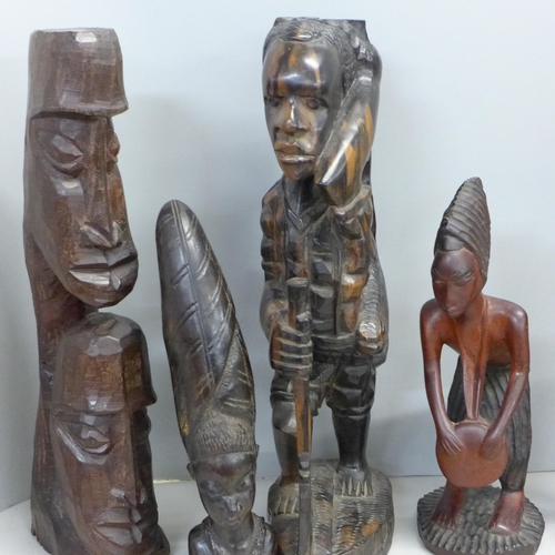 756 - Six African ebony carvings