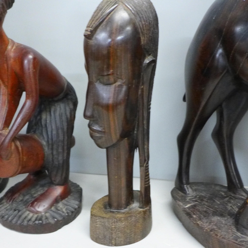 756 - Six African ebony carvings