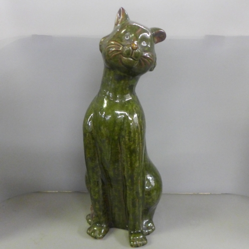 771 - A large studio pottery cat, 49cm