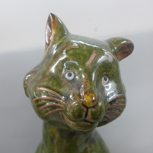 771 - A large studio pottery cat, 49cm