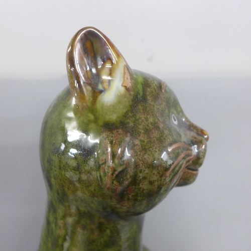 771 - A large studio pottery cat, 49cm