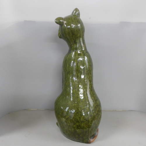 771 - A large studio pottery cat, 49cm