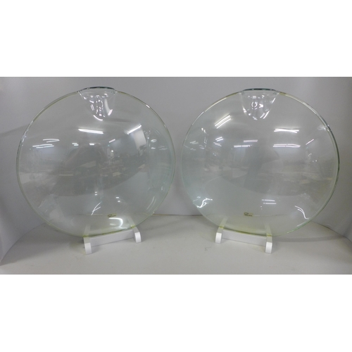 782 - A pair of Philippi glass vases on metal stands, 34cm **PLEASE NOTE THIS LOT IS NOT ELIGIBLE FOR IN-H... 