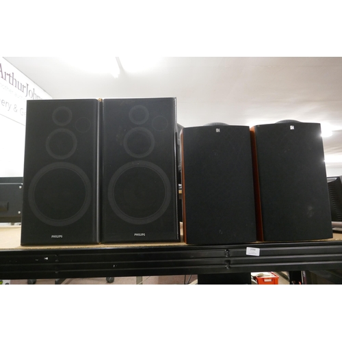 2098 - A pair of Kef 1Q3 SP3500 speakers and a pair of Philips stereo speakers