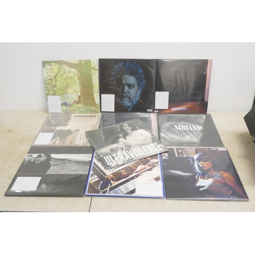 2100 - A case of 19 LPs all unplayed including Taylor Swift, Eminem, Portishead, Bob Dylan, Lana Del Rey, T... 