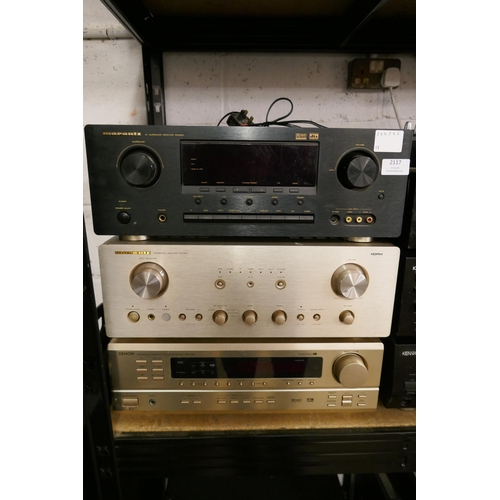 2117 - A quantity of stereo equipment including a Marantz SR5200 AV surround receiver, a Marantz PM7200 int... 