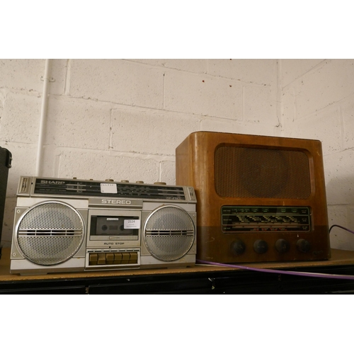 2124 - A vintage G. Marconi valve radio and a Sharp GE-4343 stereo radio cassette recorder