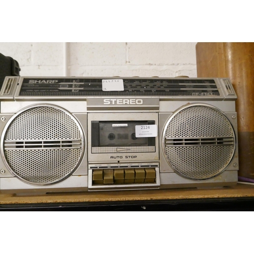 2124 - A vintage G. Marconi valve radio and a Sharp GE-4343 stereo radio cassette recorder