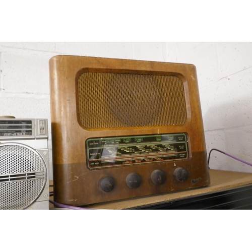 2124 - A vintage G. Marconi valve radio and a Sharp GE-4343 stereo radio cassette recorder