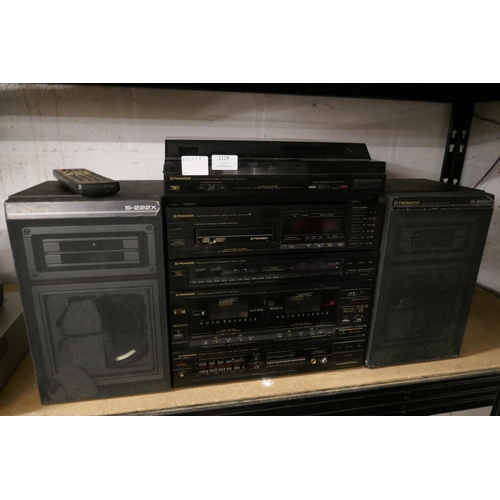 2129 - A quantity of Pioneer stereo equipment including a PL-X772 auto return stereo turntable, a PD-X77M m... 